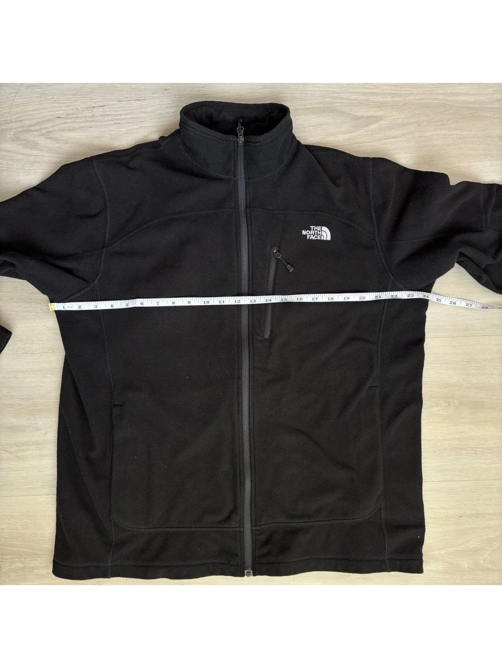 The North Face Mens XL Black Full Zip Fleece Jacket Zip Chest Pocket Outdoor